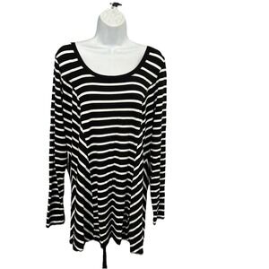 Jessica‎ London Women's 18/20 Striped Tunic Top Stretch Long Sleeve Nautical